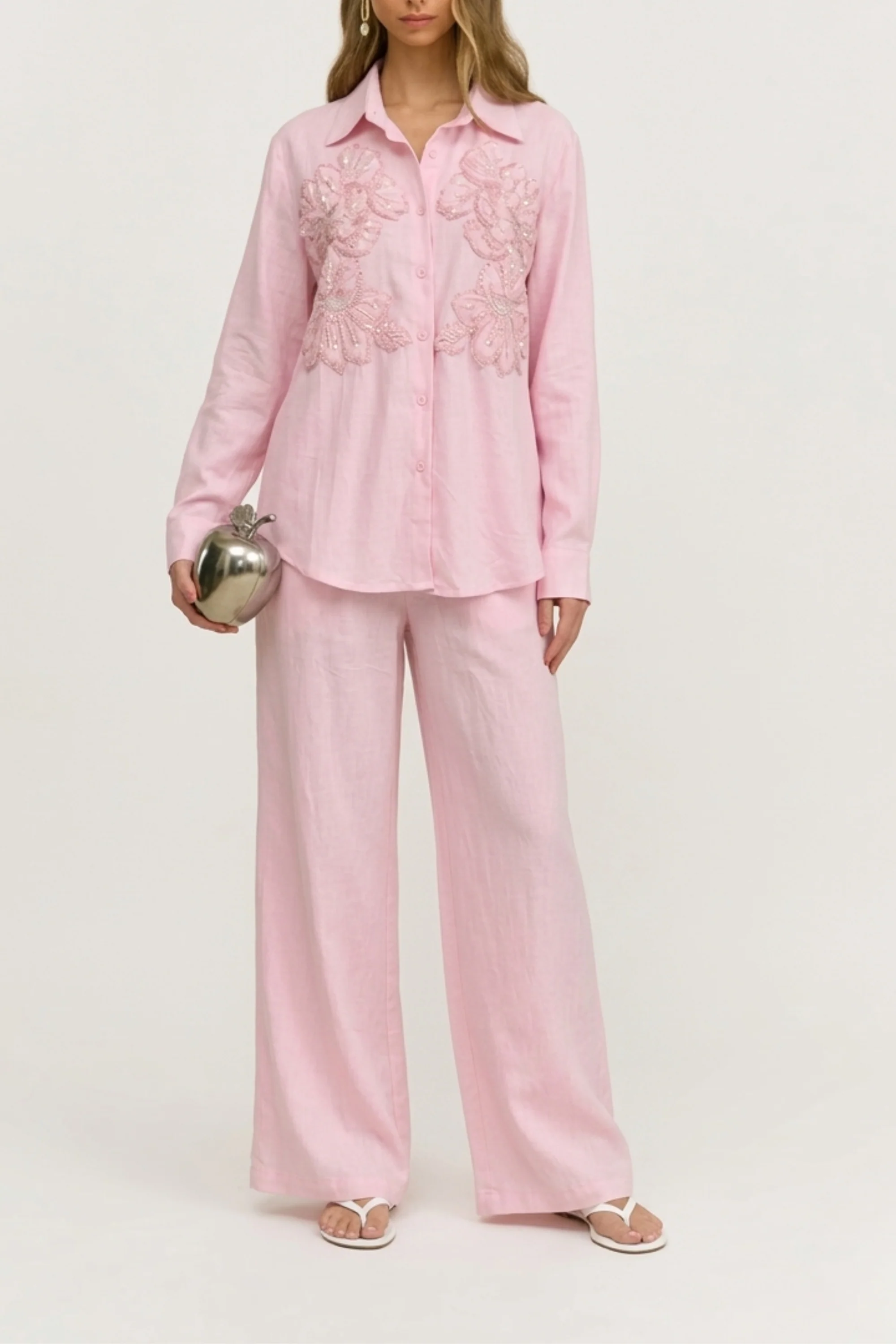 Petal Pink Floral Embroidered Co-Ord Set